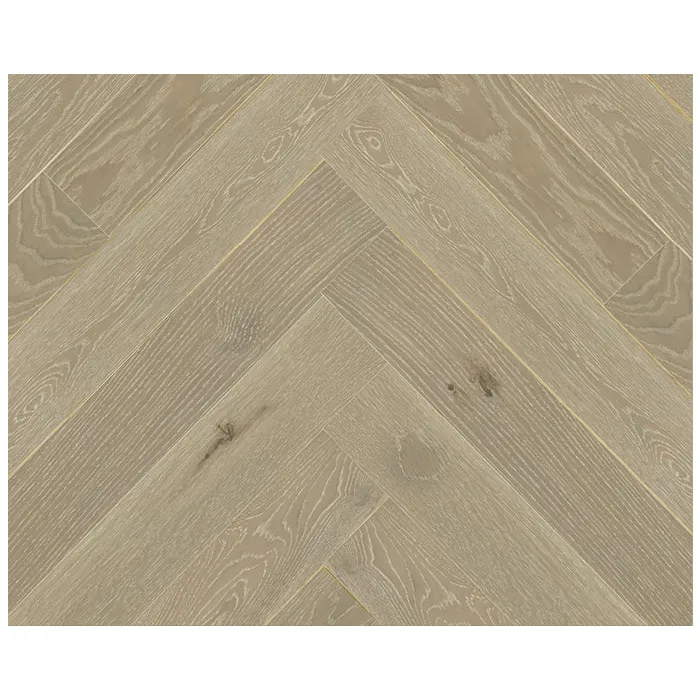 Finishjodła Angielska 120 - Deski podłogowe Dąb Satin Grey Rustical Lakier matowy 4mm Jodełka Szczotkowana