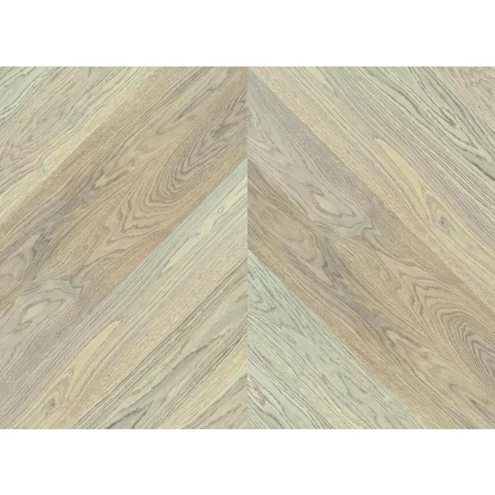 Finishjodła Francuska CHEVRON Deski podłogowe Dąb SATIN GREY Select Lakier 4mm Jodełka Szczotkowana
